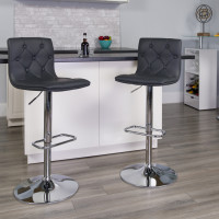 Flash Furniture CH-112080-GY-GG Contemporary Tufted Gray Vinyl Adjustable Height Barstool